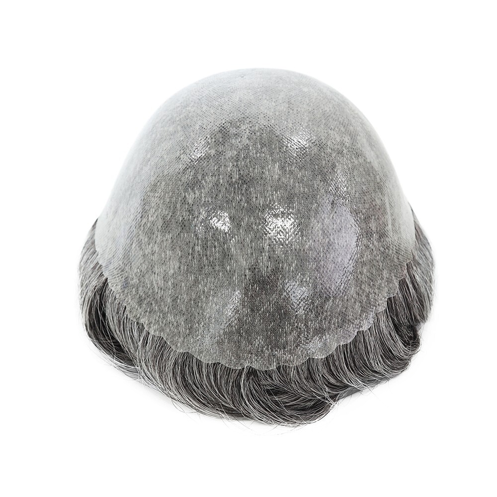 Mens Toupee Human Hair Replecement System Natural Hair Medium 130% Hairpieces PU