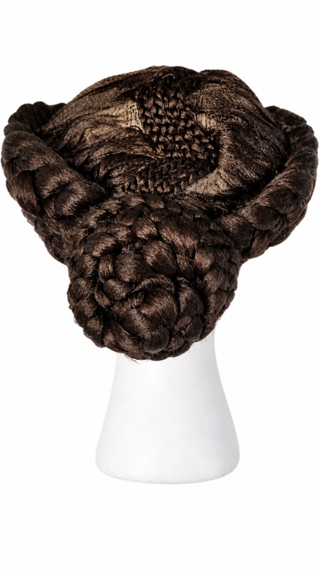 Elegant Women’s Braided Skull-Cap Wig Hairdo Front Wig with Bun Full Hand Braids