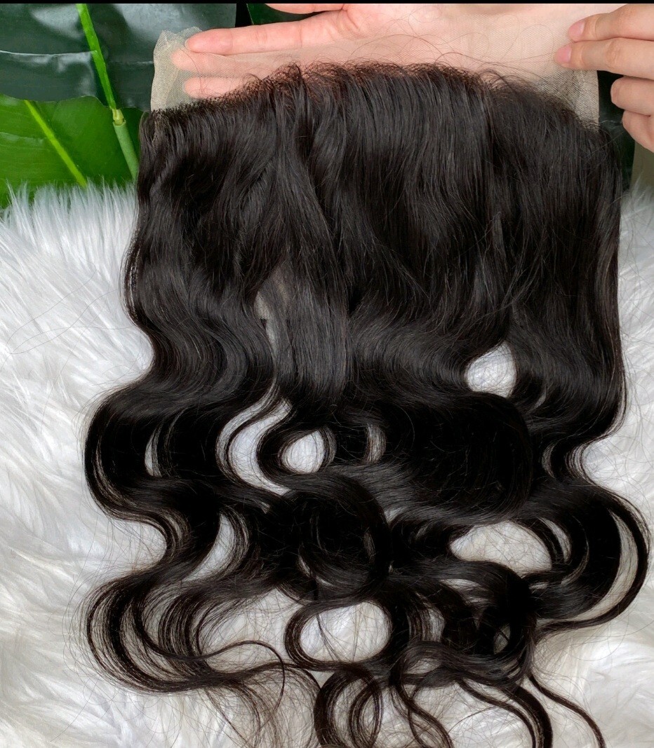 12A 18INCHES 360 LACE FRONTAL RAW BRAZILIAN DARK BROWN COLOUR 2# BODY WAVSE 120g