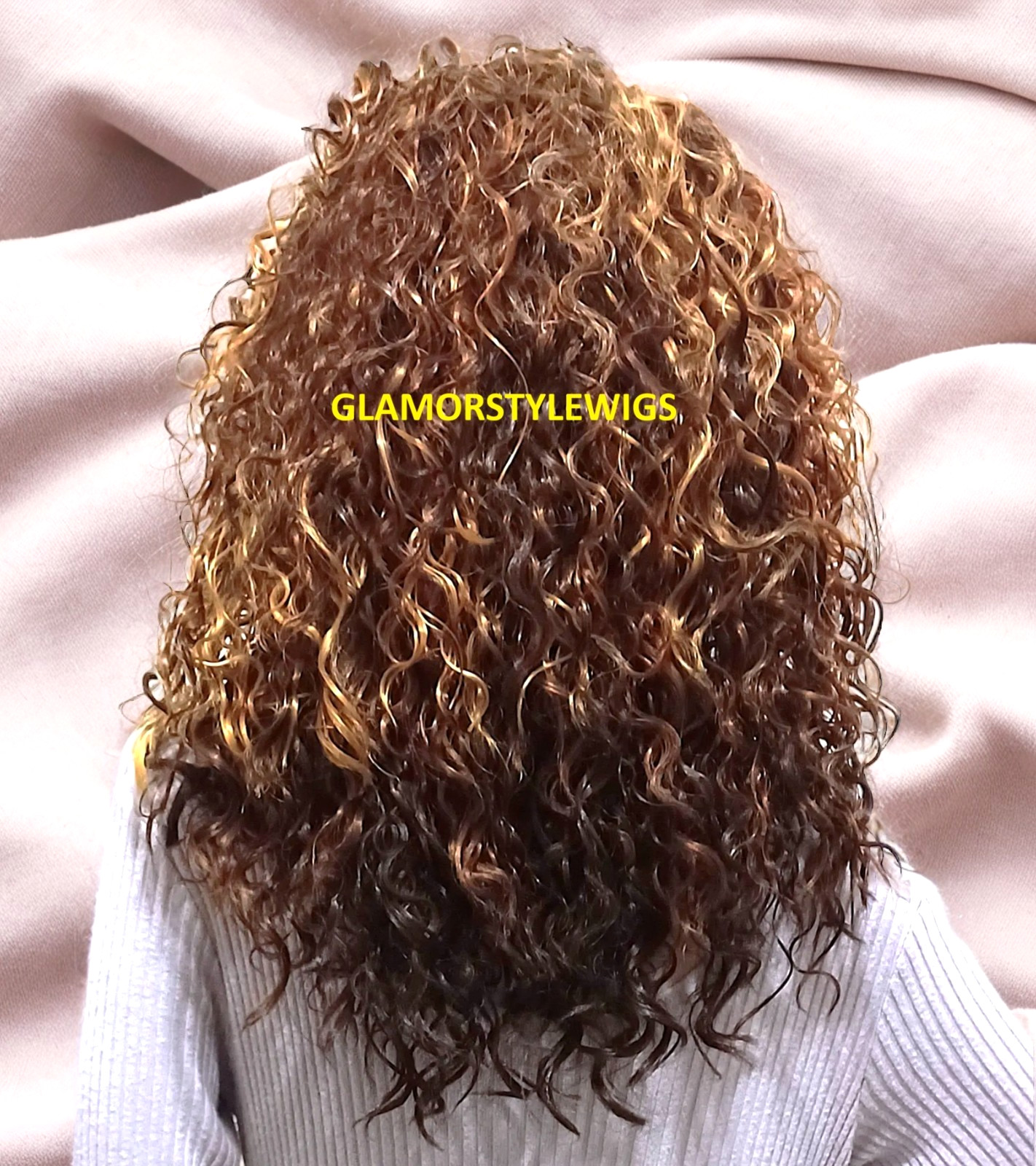 27” LACE FRONT FULL WIG LAYERED CURLY BROWN AUBURN BLONDE MIX HEAT OK NWT