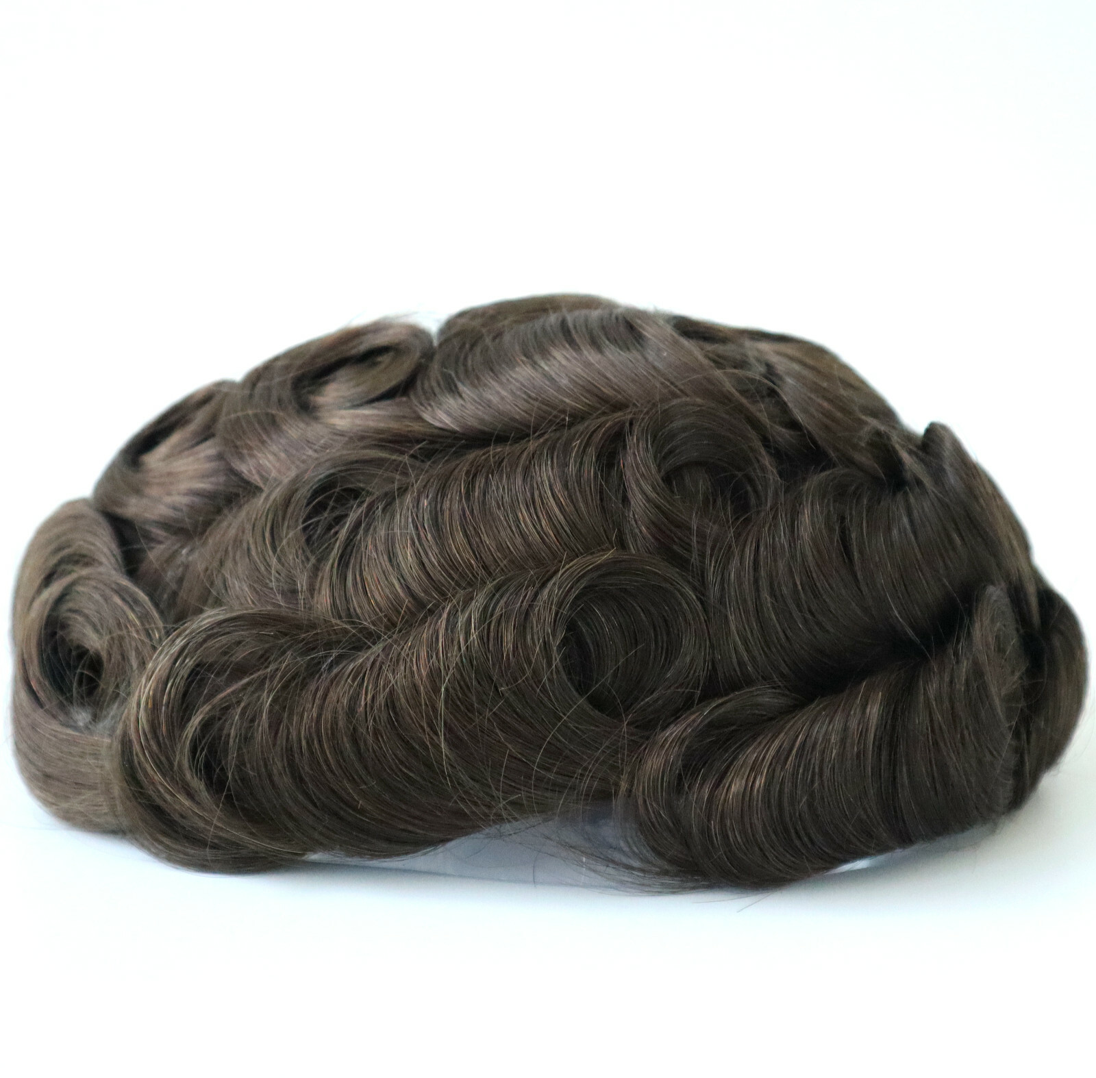 Mens Hair Replacement System V-loop Scalloped Front Toupee Human Hairpieces #4