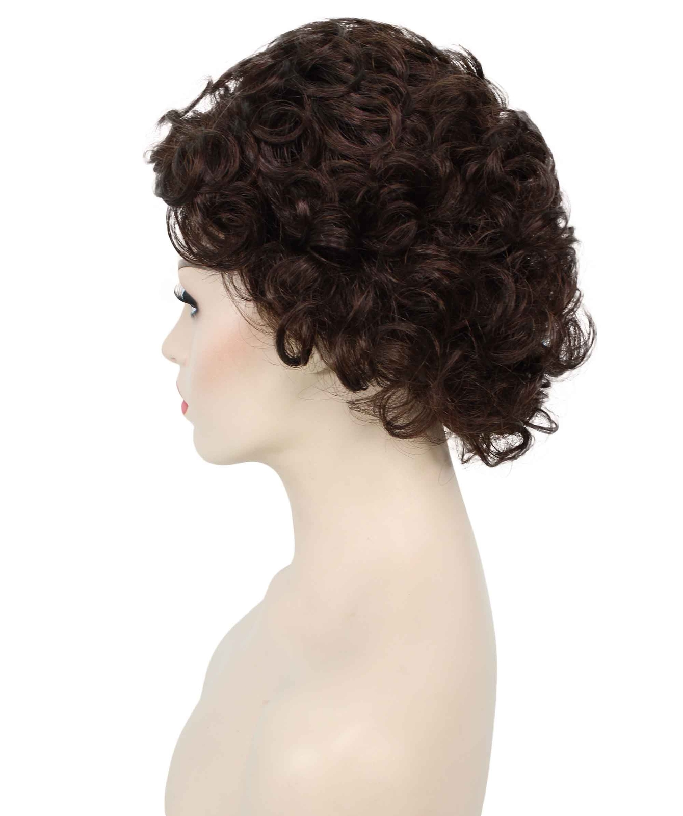 Monroe – Curly Kanekalon Synthetic Fiber Full Wig, 4 – 4.5 in, Chocolate Brown
