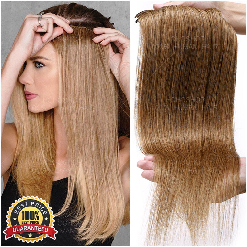 THICK 8PCS Clip In 100% Remy Human Hair Extensions Ombre Full Head Blonde White