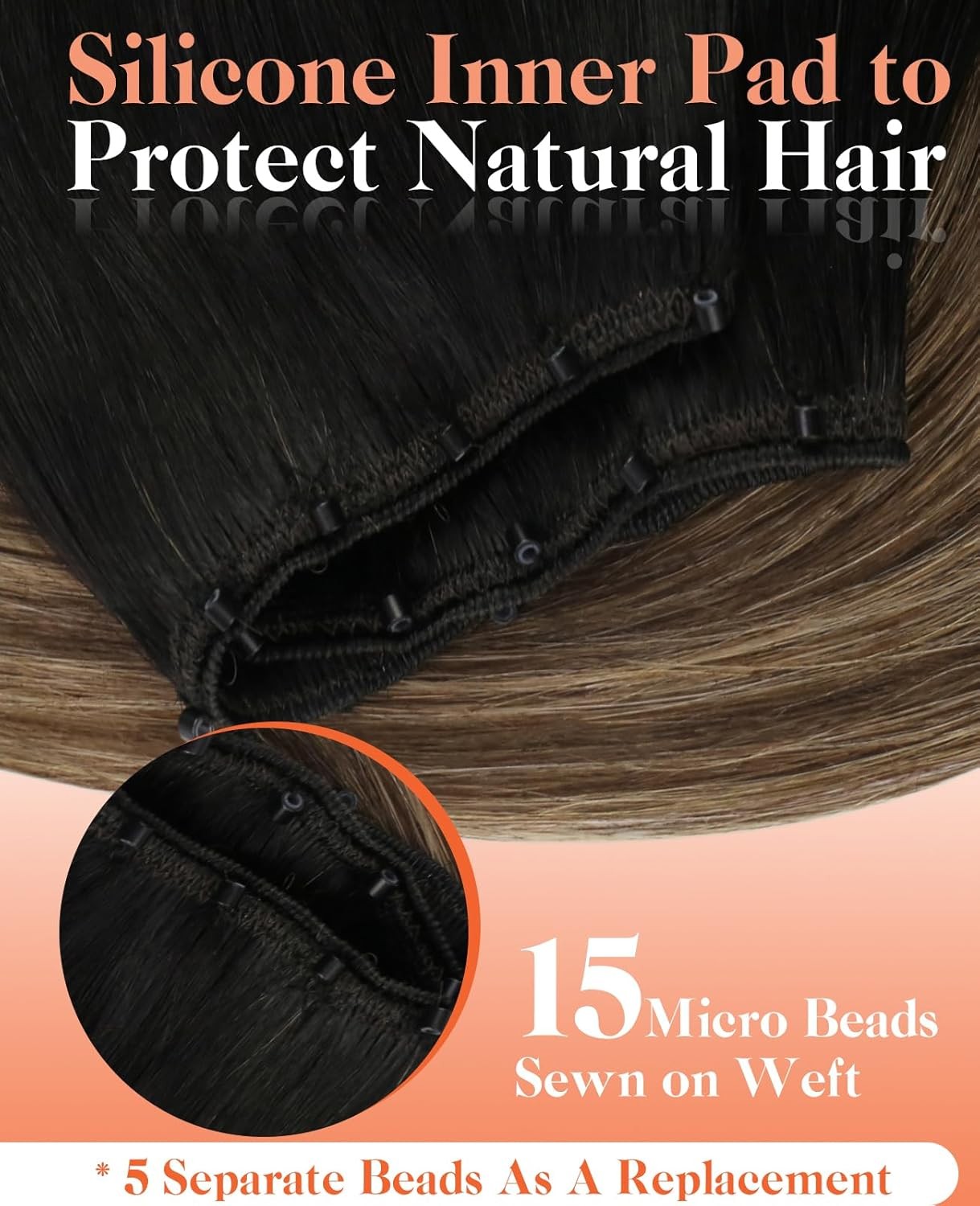 Sunny Hair BEADED 20in Brown/Platinum Blonde Hair Extensions – MB_6-60-6_20_50G3