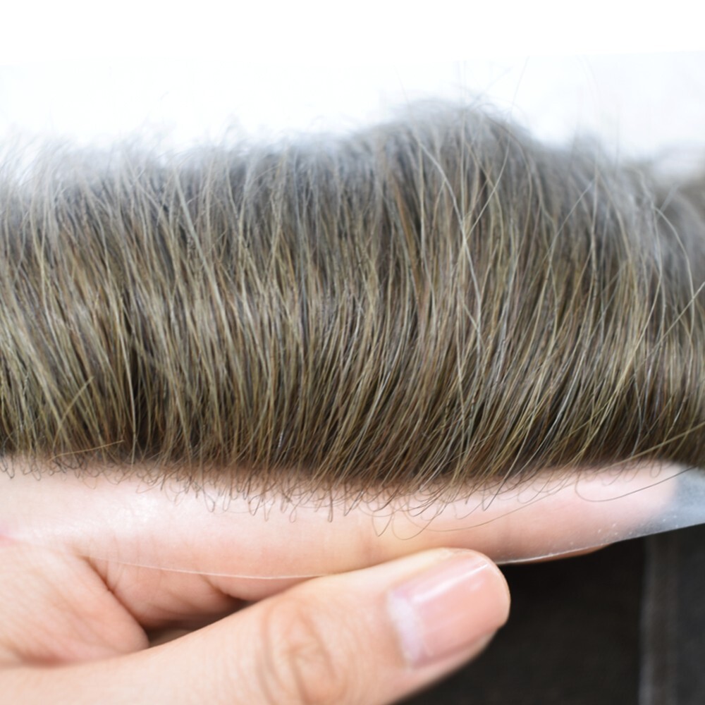 Mens Toupee Hairpiece Mono Poly Around Hair Replacement System for Men Wig Units