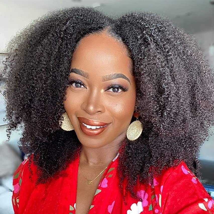 Feibin Mongolian Afro Kinky Curly Bundles Human Hair Bundles 10 12 14 Inches 4B