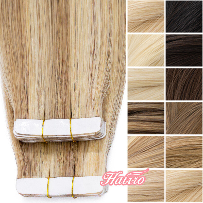 HAIRRO Salon Quaility Tape In 9A Remy 100% Real Human Hair Extensions 10 Pieces