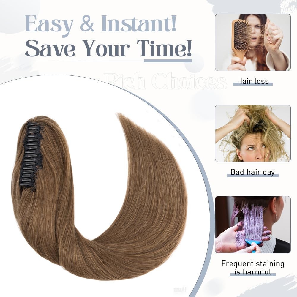 Rich Choices Claw Clip Ponytail Extension Real Human Hair Clip In Long Remy