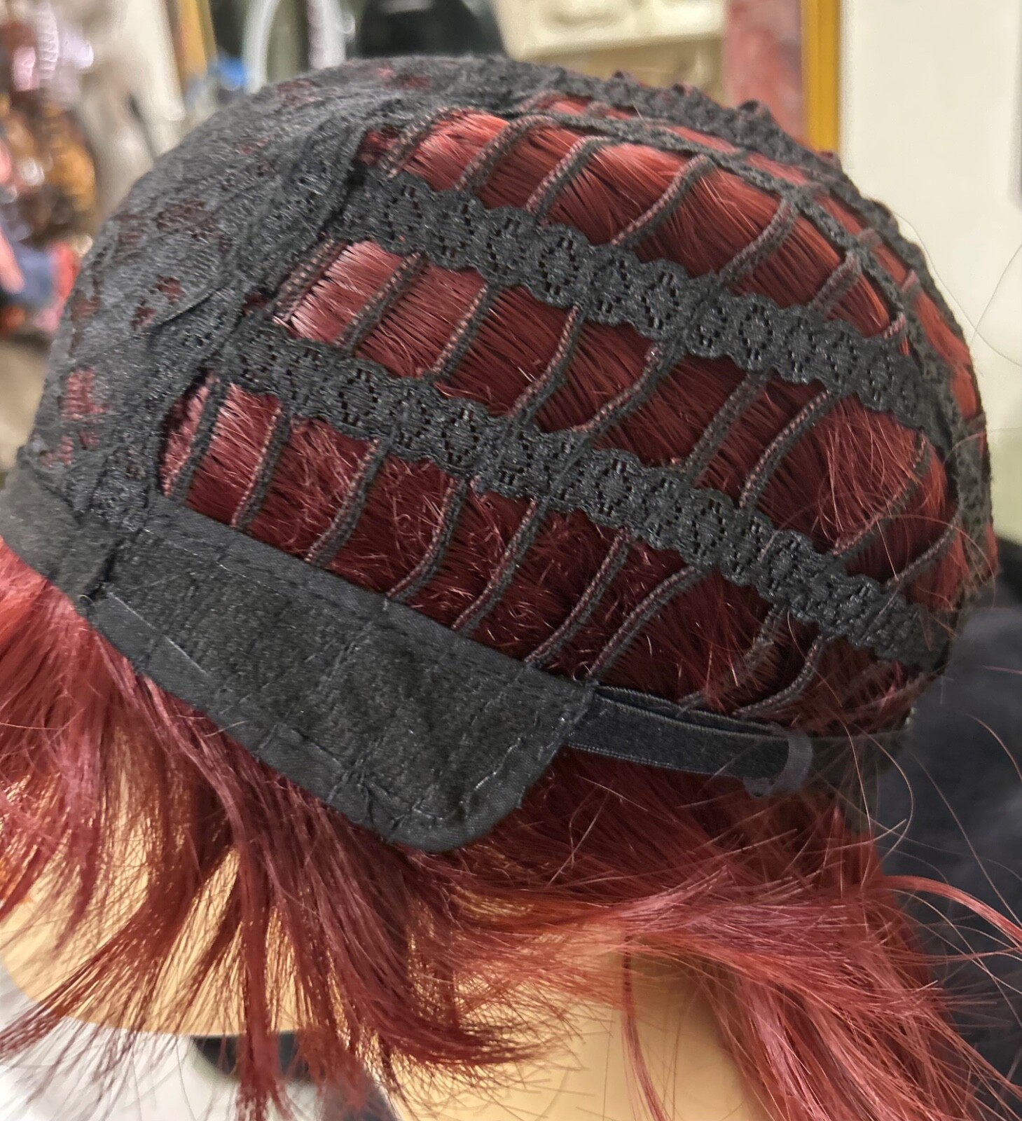 Modern SHAG dk burgundy RED Wig Synthetic Heat Friendly layered free shiping