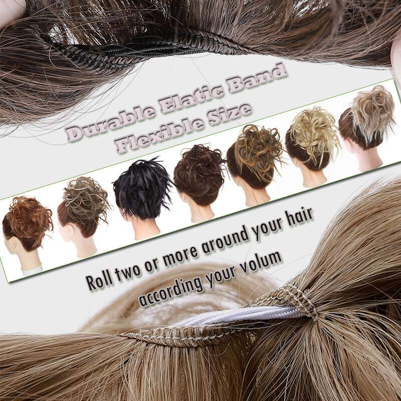 Messy Curly Fake Hair Bun Piece Extensions Hairpiece Hair Clip In Scrunchie 45g