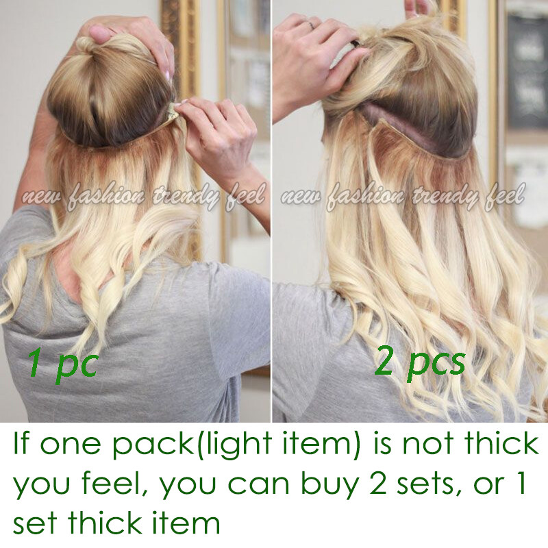 Wavy Straight Thick Clip In One Piece Remy Human Hair Extensions DIY Any Color G