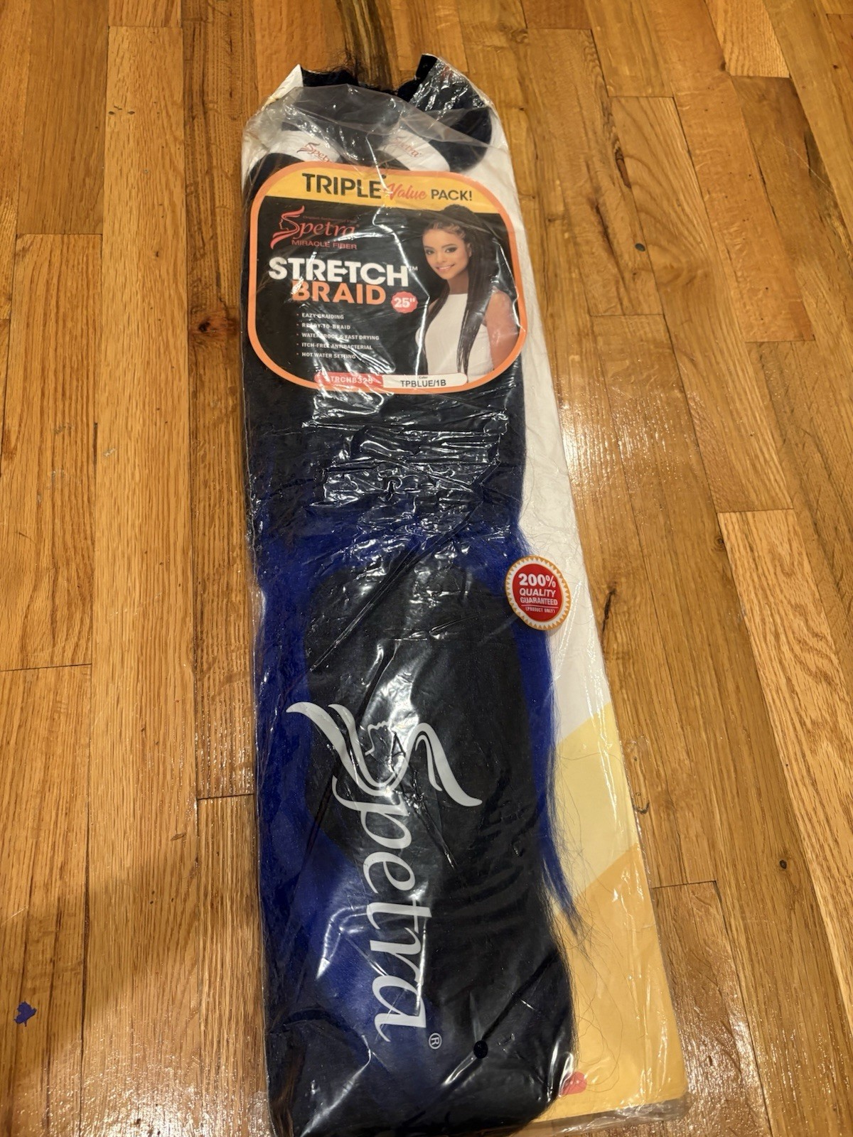 Spectra Braid 25″ Blue Black Synthetic Hair Extension Itch Free Antibacterial