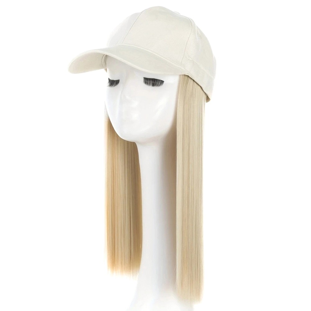 12inch Women Long Straight Wig Baseball Hat With Synthetic Hair Baseball Cap Wig