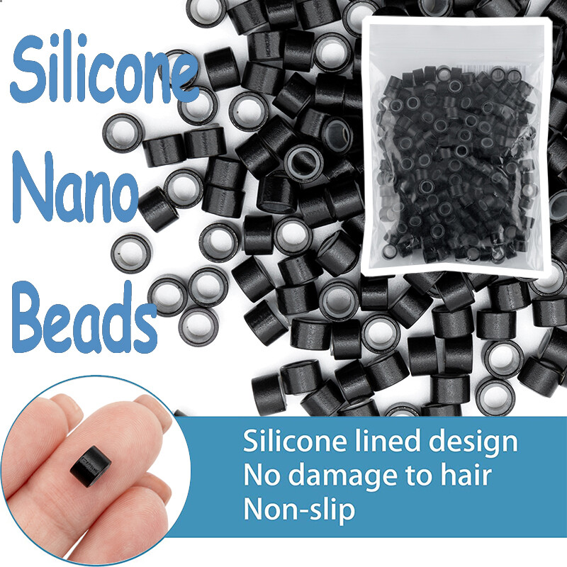 Micro Loop Ring Link Beads Silicone Lined Bead 5mm 6mm for Human Hair Extensions