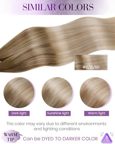 Nano Bead Hair Extensions Ombre Light Brown to Ash Blonde Real Human Hair 18