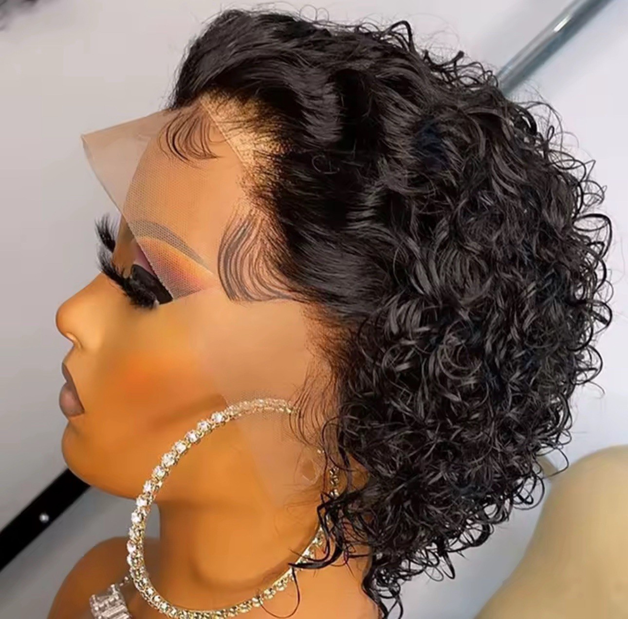 Short Curly Human Hair Wig Pixie Cut Lace Front Wigs 13×1 Pixie Wig Human Hair