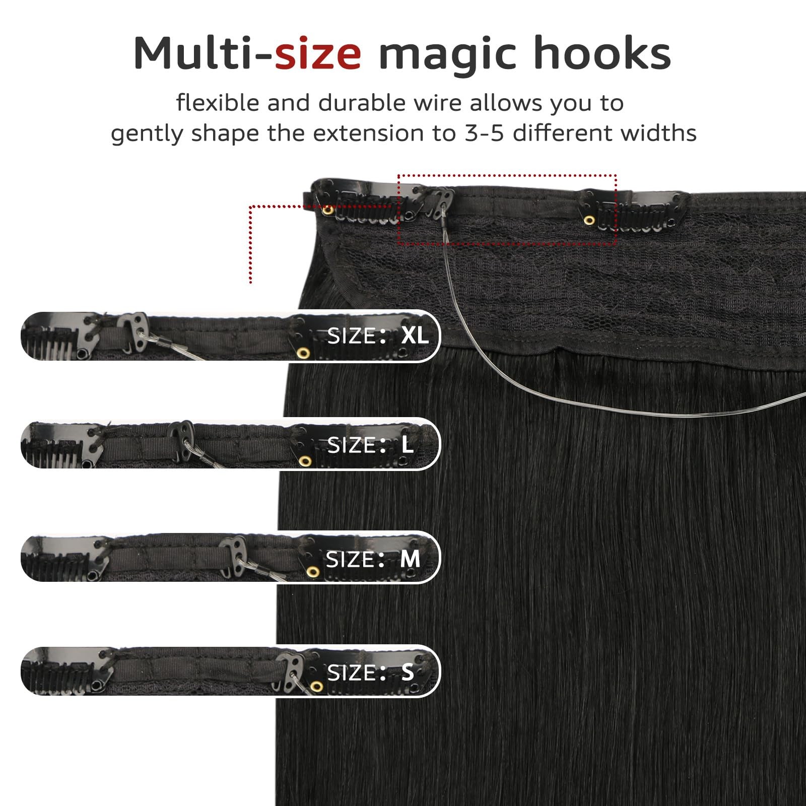 Safireny Wire Hair Extensions 70G Straight Human Hair Wire Extensions Natural