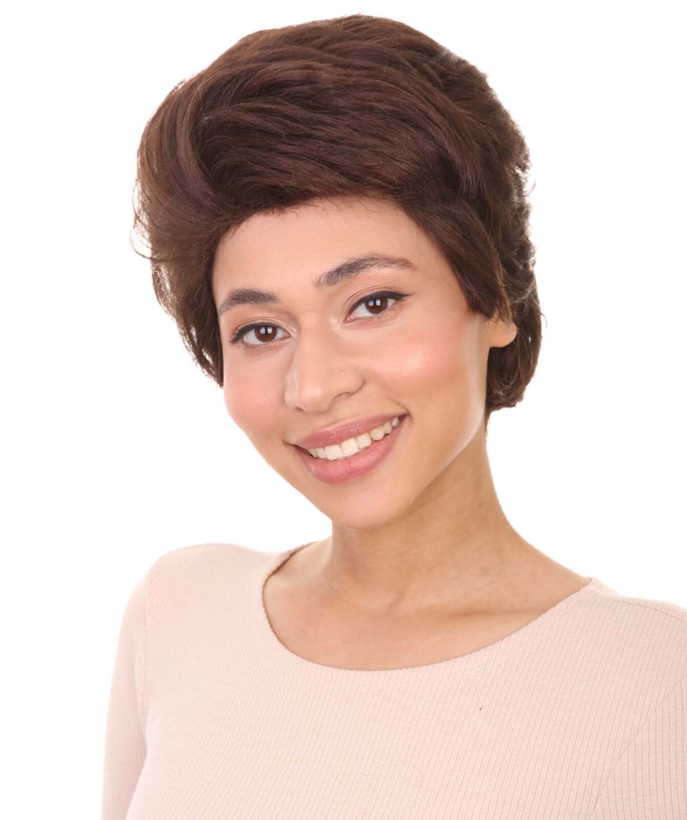 HPO Womens Short Adult Wig | Brown Vintage Wigs, Flame-retardant Synthetic Fiber