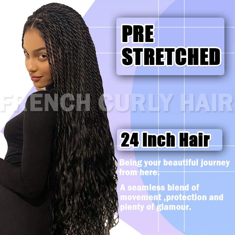 US French Curl Braiding Hair 24″ Pre-Stretched Bouncy Braiding Extensions Plaits
