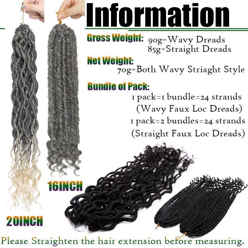 US Purple Goddess Faux Locs Crochet Braids Hair Extensions Curly Ends Dreadlocks