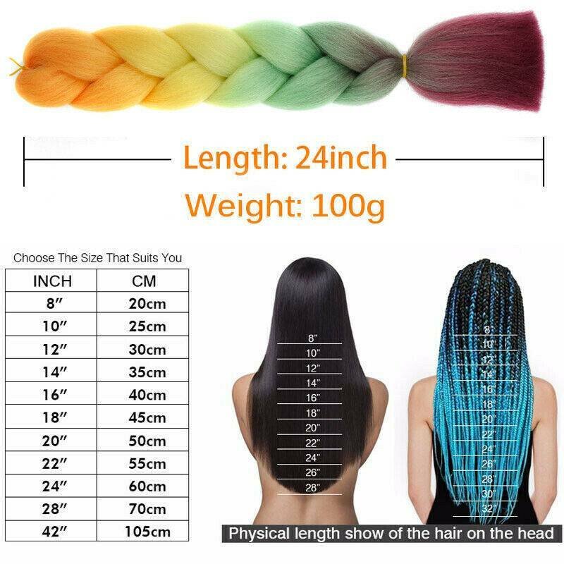 5Packs Synthetic Ombre Twist Box Braiding Jumbo Hair Extension For Human Rainbow