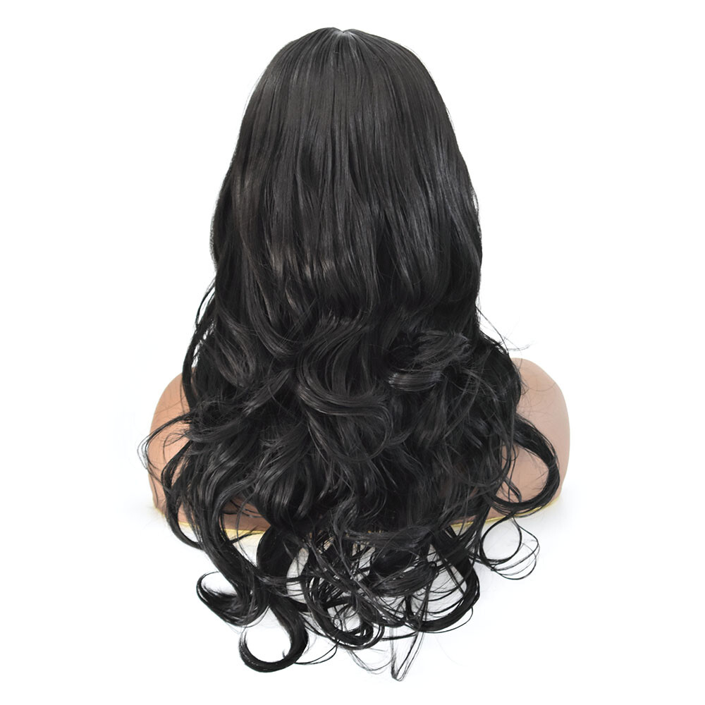 Long Wavy Fashion Cosplay Party Women Wig Bangs Synthetic Black Brown Hair 26″