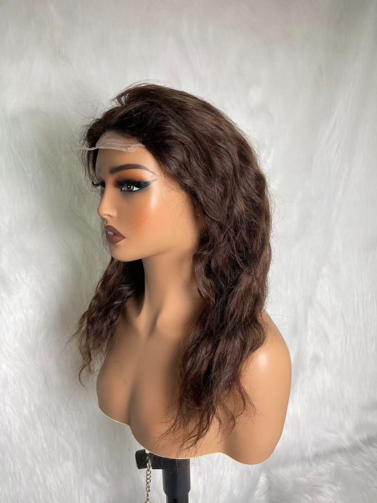 14 inch 4X4 Transparent Lace Brown Color Body Wave Wig