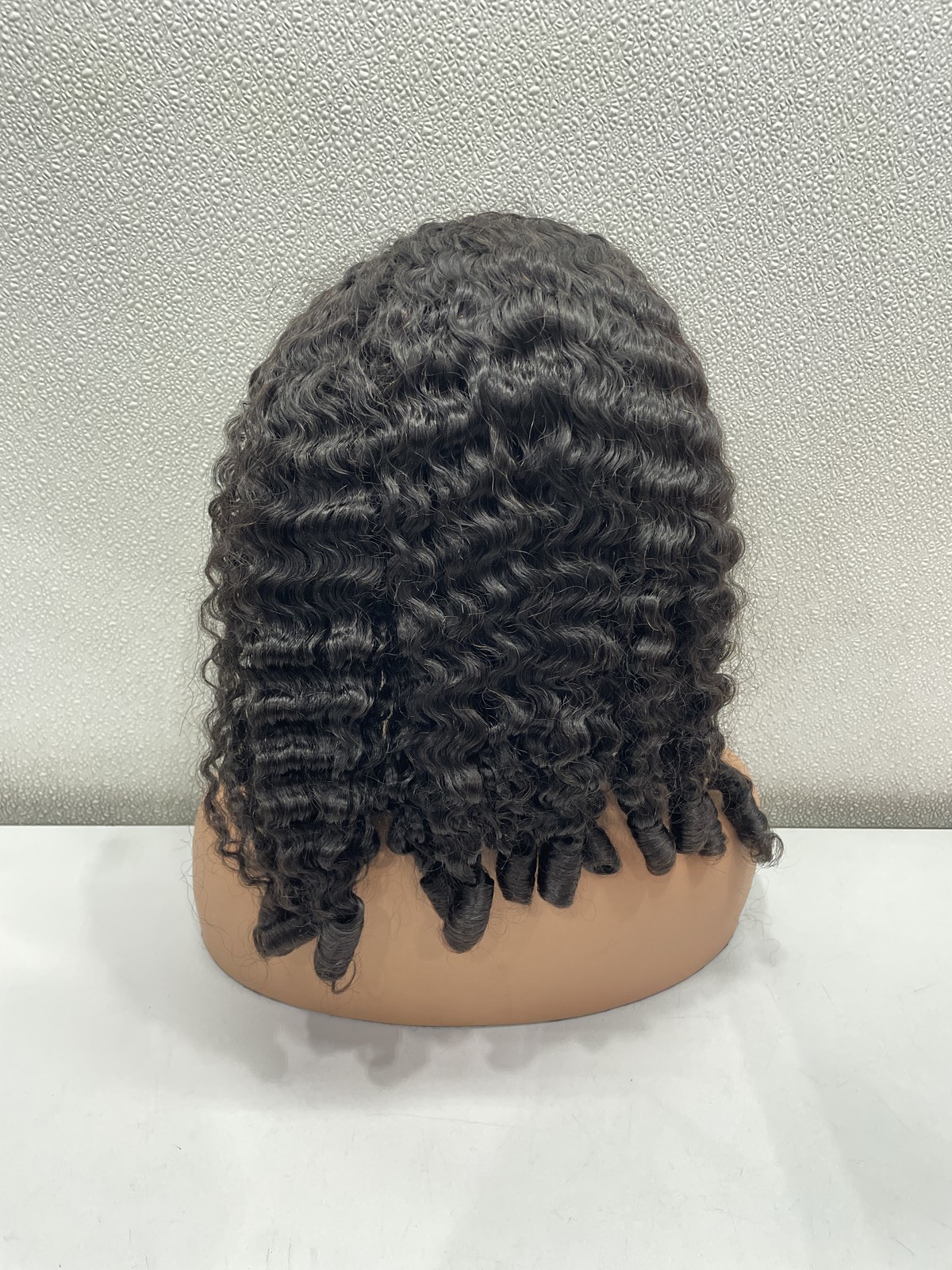 Lemoda Natural Black Burmese Curly Human Hair Glueless Half Wig, 22″