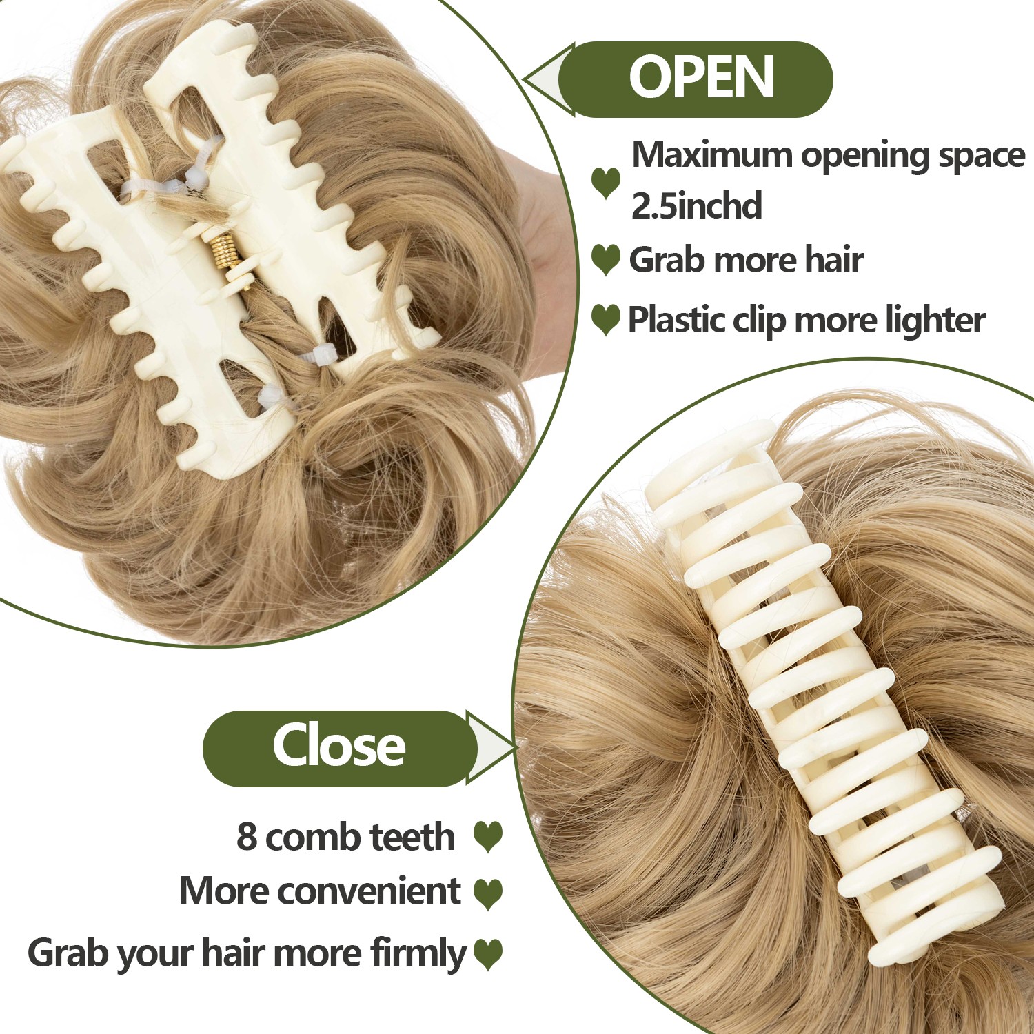 10″ Scrunchie Claw Clip in on Hair Buns Updo False Hair Pieces Ponytail AS Human