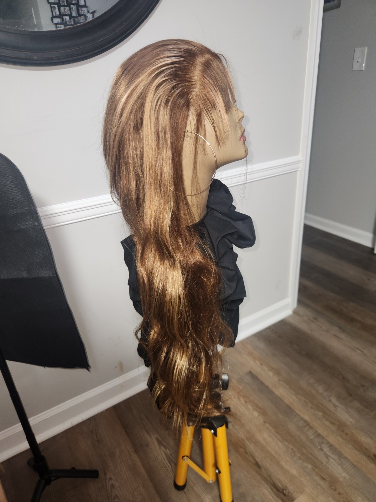 Pre-everything Human BLEND Hair Lace Front Wig 30 in Wavy Free-Part Brown