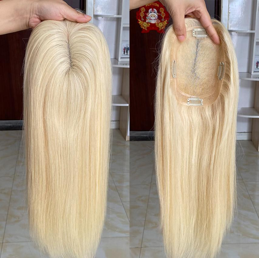 14″ 16″ 18″ Mono Base Rooted Blonde European Virgin Human Hair Toppers 5×6″