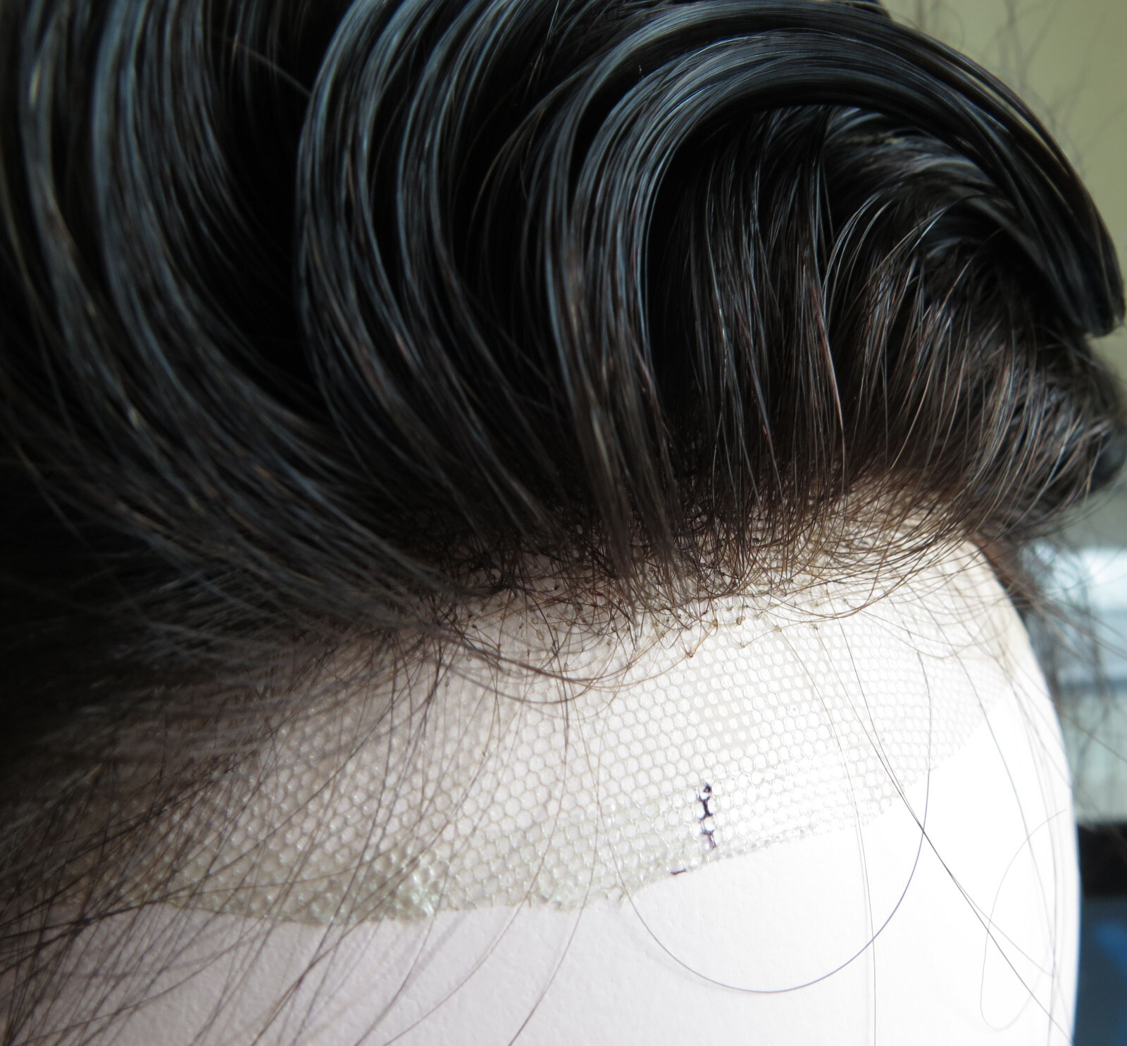 Natural Hairline Full French Lace Toupee Hair Replacement System Hairpiece #1B