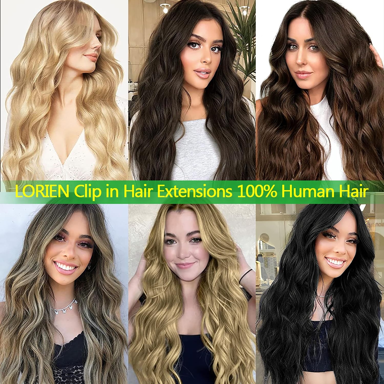 Clip in Hair Extensions Real Human Hair, 18 Inch 100g/3.6oz, 1B Natural Black…