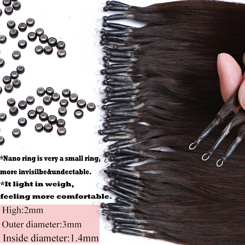 Thick 100% NANO Tip Remy Human Hair Extensions Nano Rings Ring Beads 200G 200PCS