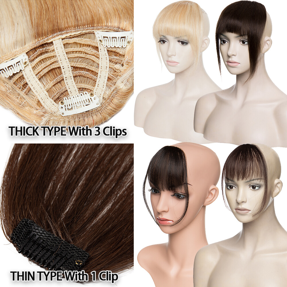 100% Remy Human Hair Bangs Extensions Clip In One Piece Front Fringe Hair Piece