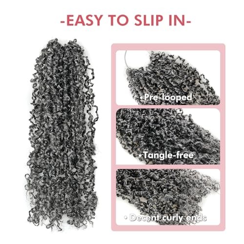 Yanky Twist Crochet Hair – 10 Inch Gray Salt and 10 Inch (Pack of 8) F1B/Gray