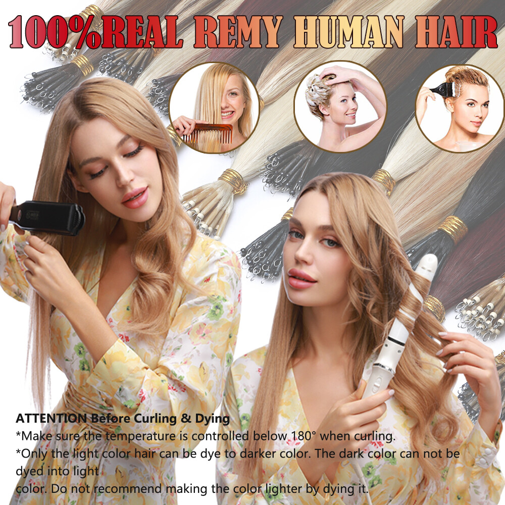 1G Bean Hair Extensions Nano Ring Micro Tip Remy Human Hair Micro Loop Highlight