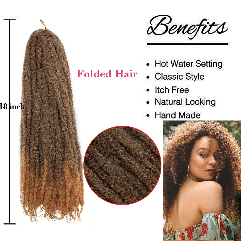 3Packs Black Hair Crochet Afro Marley Kinky Curly Hair Extensions Synthetic 18in