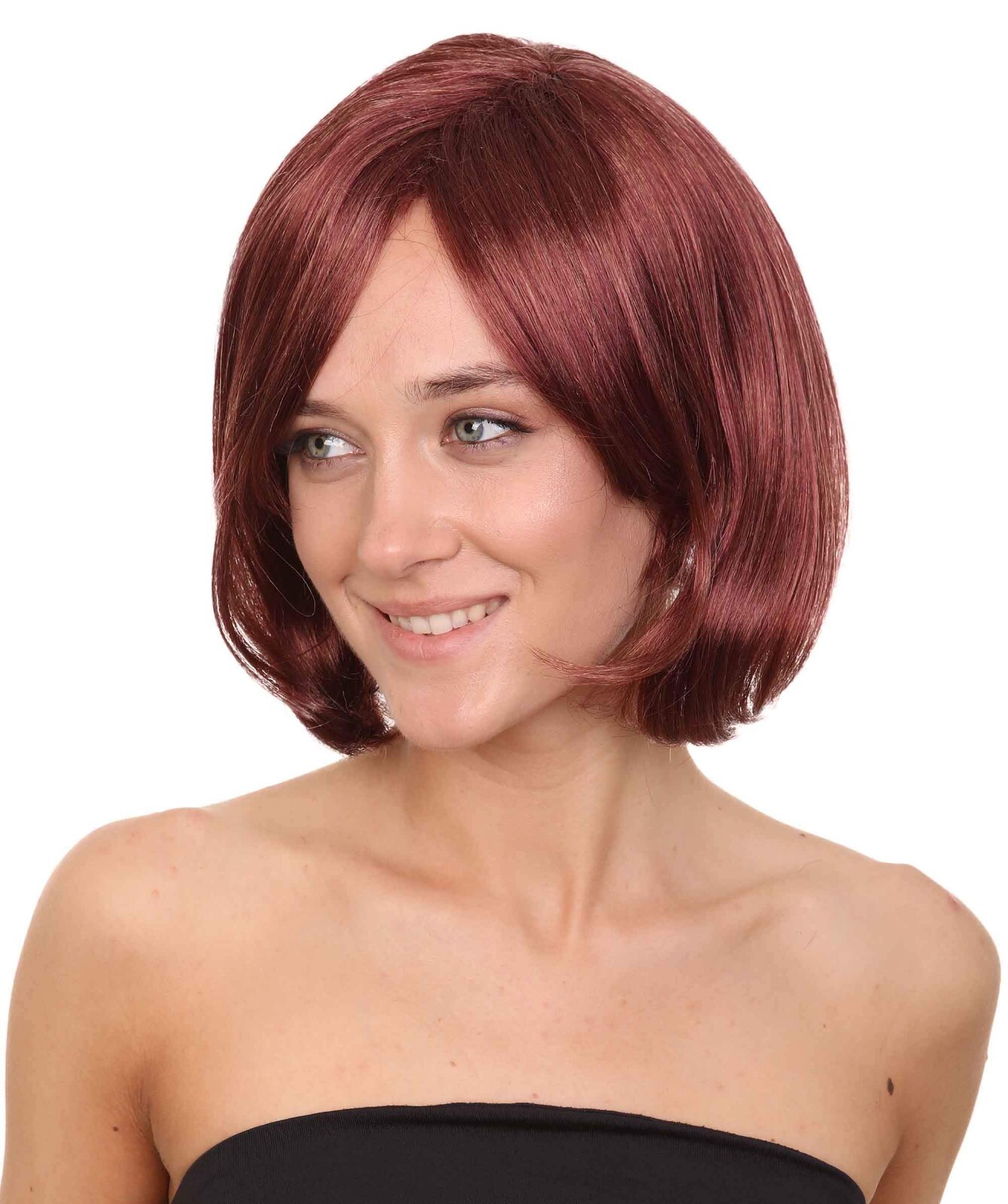 French Women Short Wine red Bob Wig | Premium Breathable Capless Cap | HW-1748
