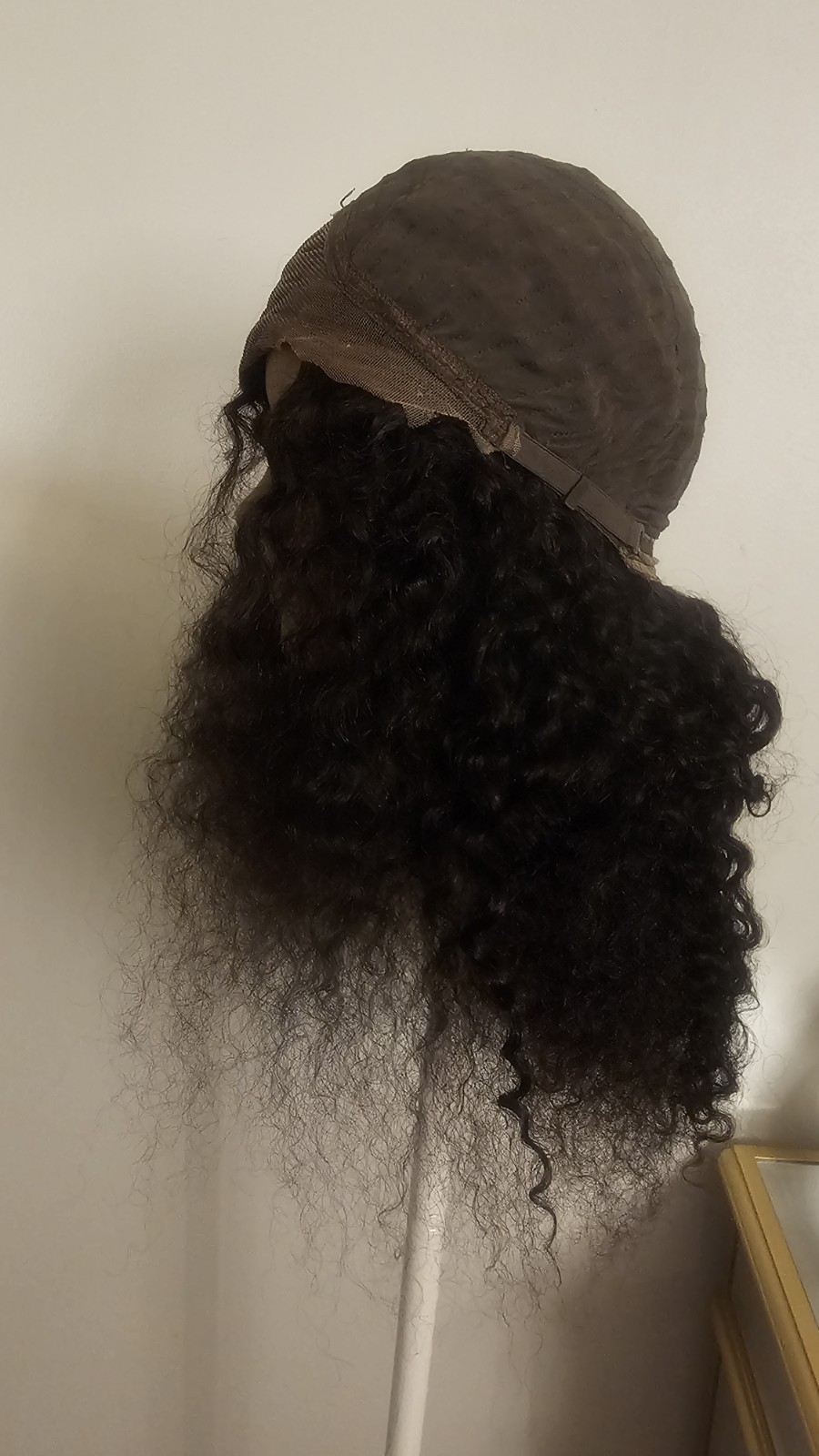 High Quality regular Top Black 20″ curly 100% Virgin Human Hair Lace Wig
