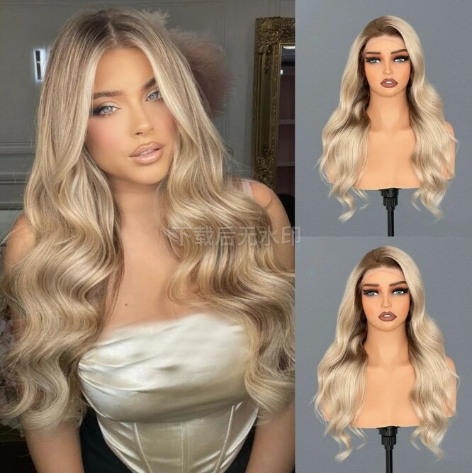 Blonde Ombre Brown Roots Virgin Human Hair Wig Pre Plucked 13×4 Lace Front Wig