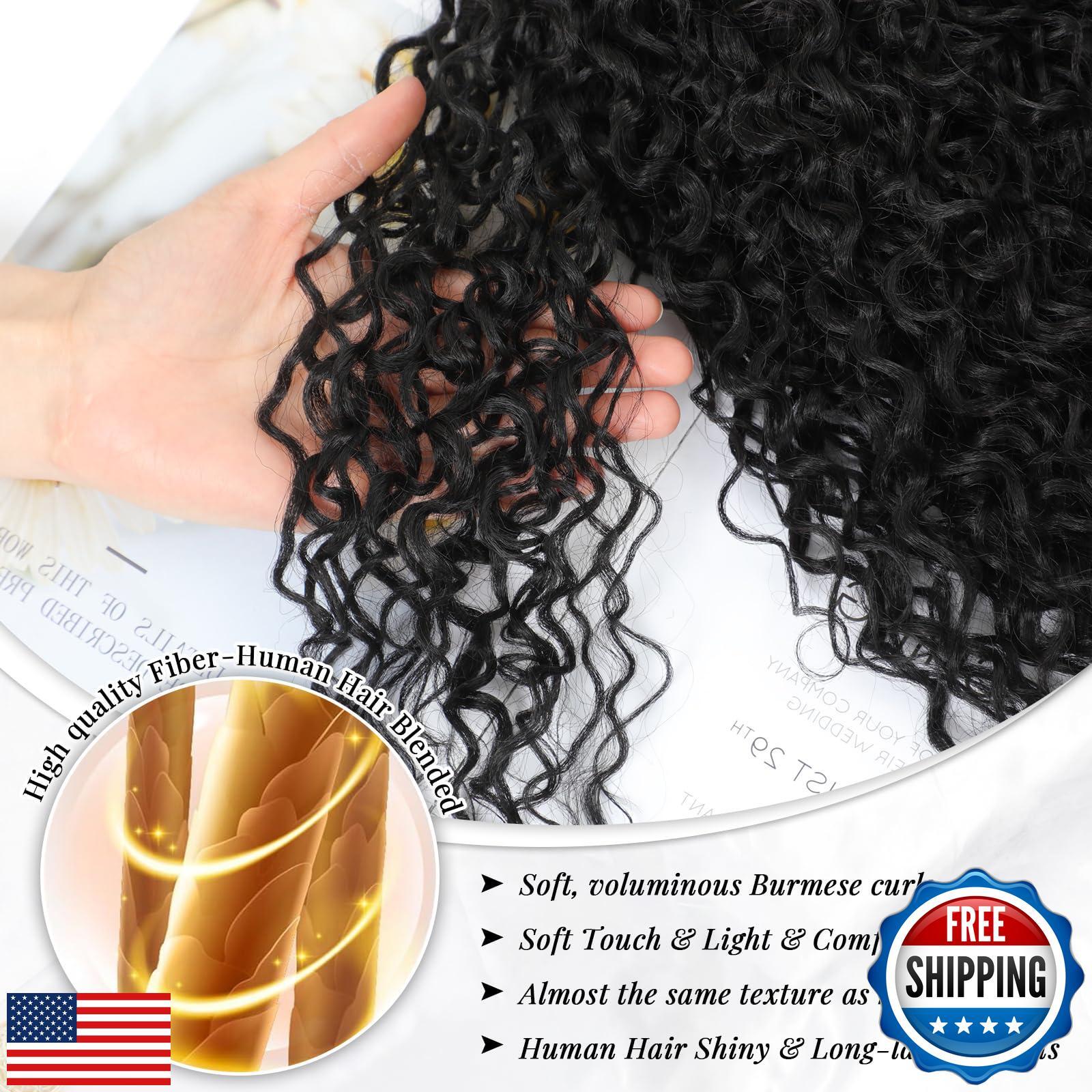 Long Burmese Curly Half Wigs for Black Women, 3 in 1 Glueless Wear and Go Pro