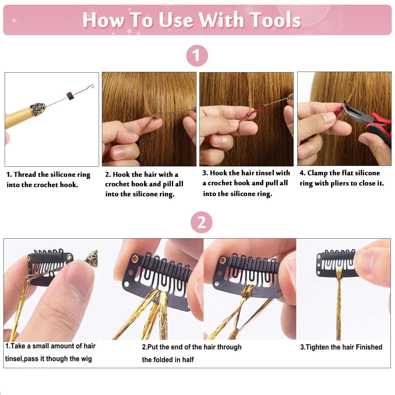 20 Colors Hair Tinsel Kit – 8800 Strands Heat Resistant 48 Inch Sparkle Set