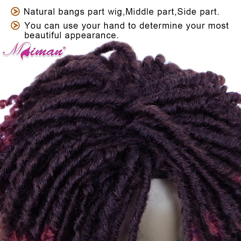 6 Inch Short Dreadlock Wigs for Black 99J Wine Red Synthetic Hair Afro Curly …