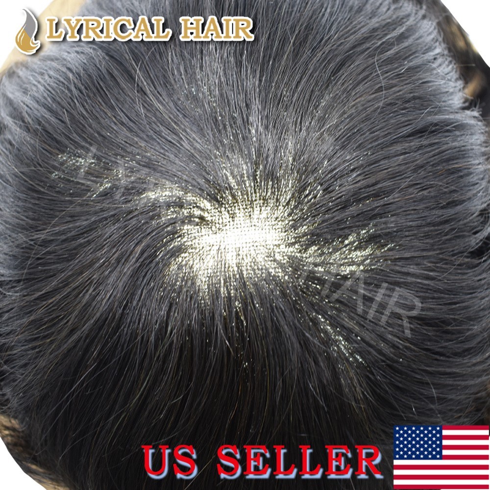 Lyrical Hair French Lace Mens Toupee Poly Coated Human Hair Replacement System