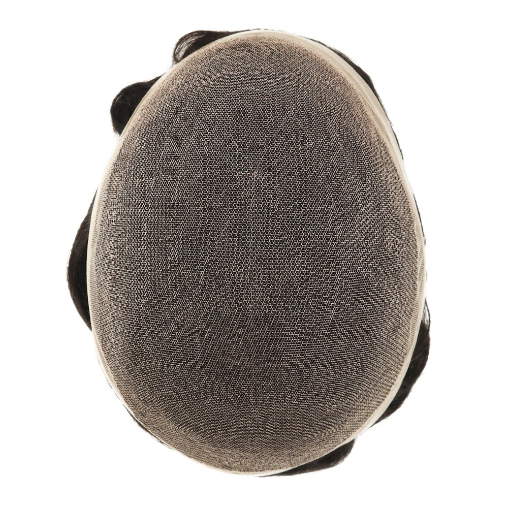 Men Toupee Hairpiece Human Hair Replacement System Full French LACE Black 6×8#1C