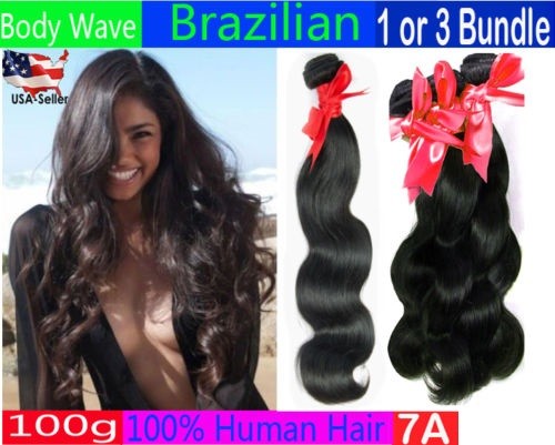 Body Wave Brazilian unprocessed Virgin Human Hair Weave 1 and 3 Bundles natural