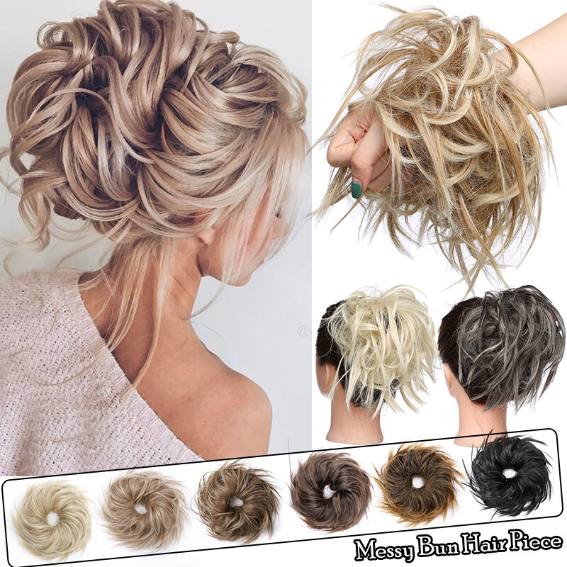 THICK X-LARGE Messy Bun Hair Piece Scrunchie Updo Wrap as Human Hair Extensions