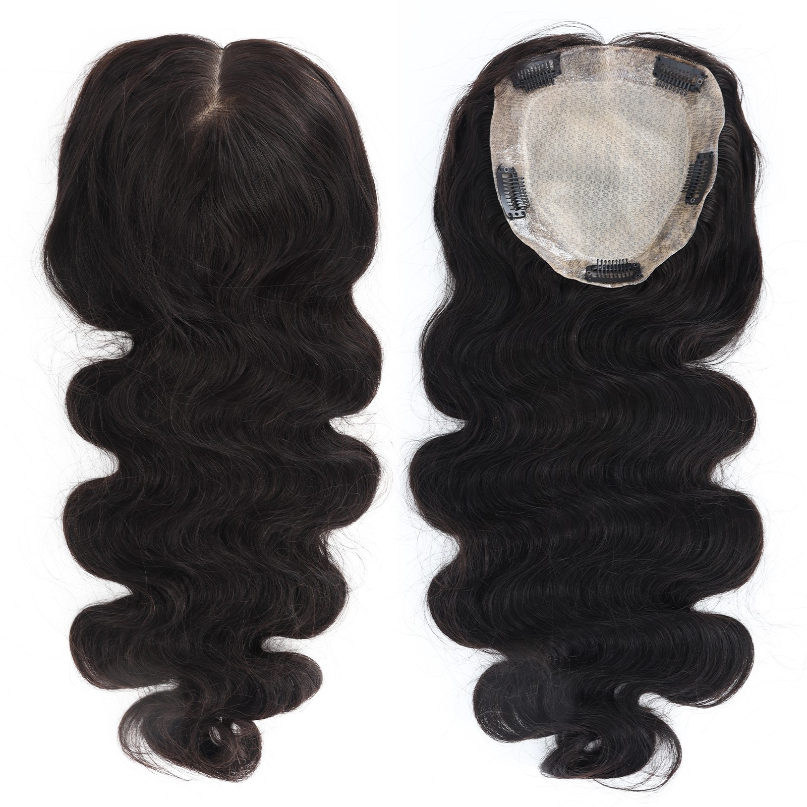 Silk Base Topper With Fishing Line Same Length 150% Density Double Drawn Toupee