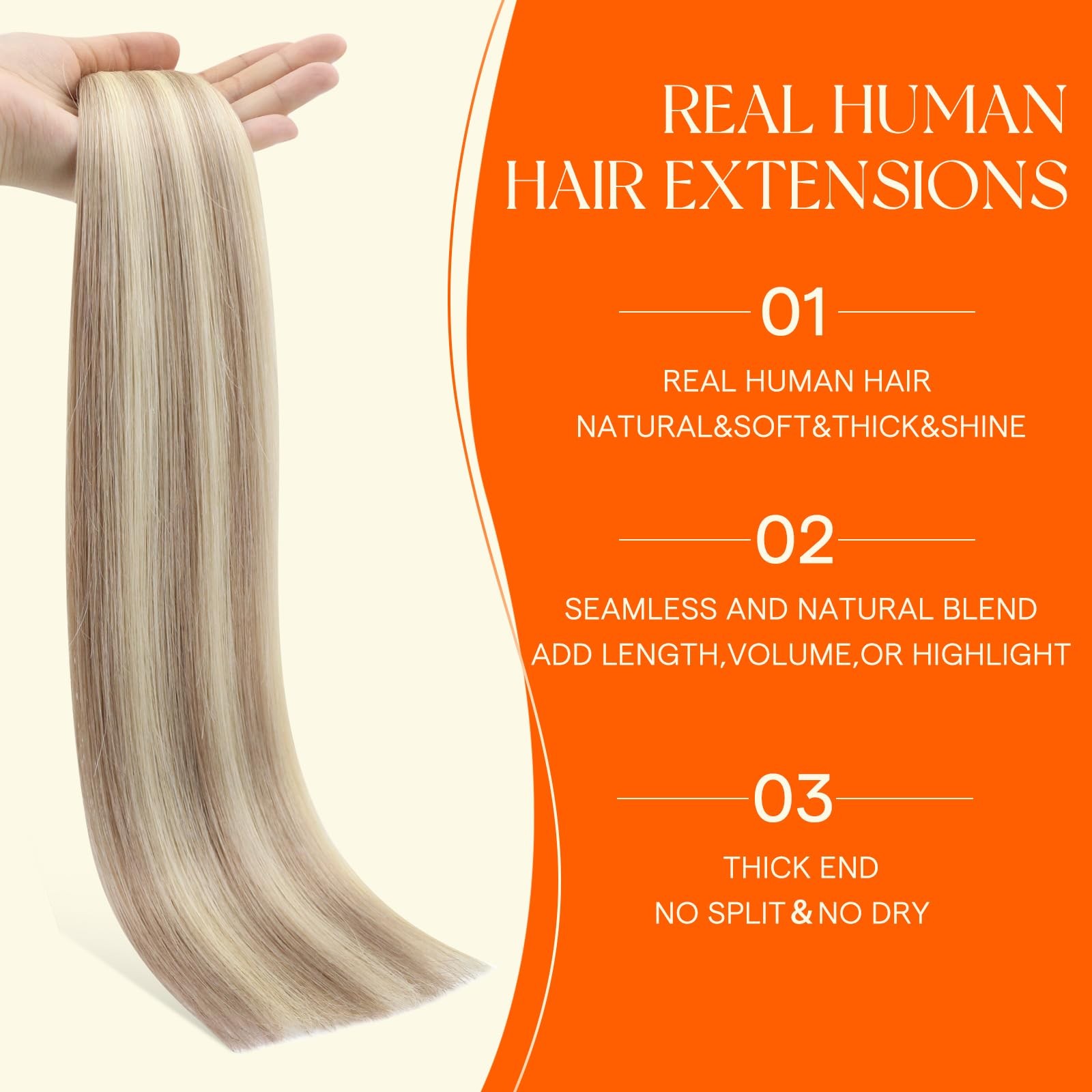 Full Shine 24″ Injection Tape Human Hair Extensions 18/613 Ash/Light Blonde